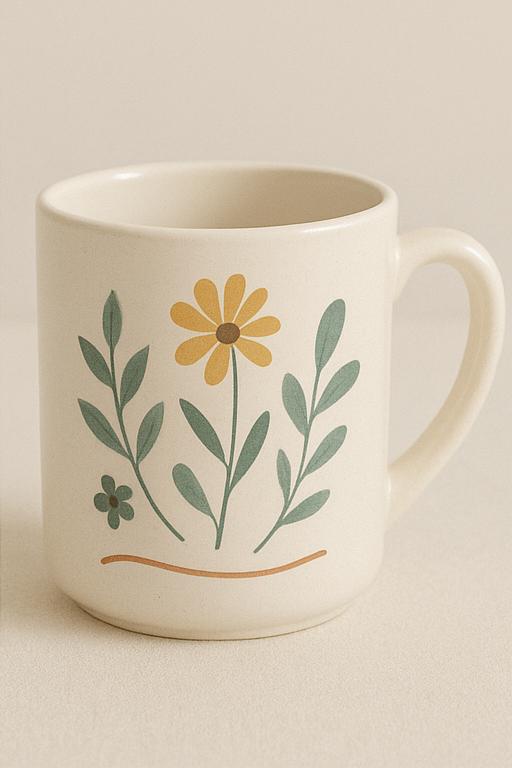 Floral Ceramic Mug Set – Elegant 4-Piece Coffee & Tea Cup Collection 12oz